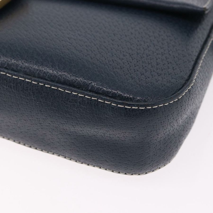 【日本直送】FENDI Mamma Baguette 單肩包 皮革 海軍藍 金色 正品 yk20632SAM-14