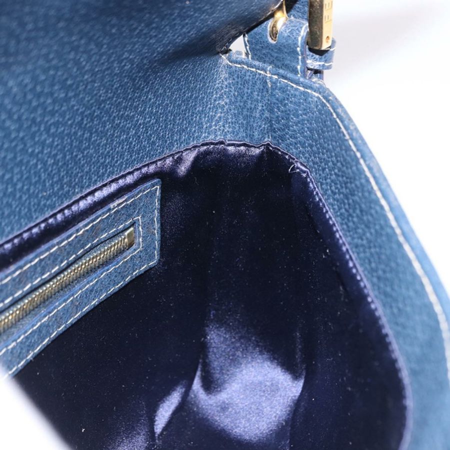 【日本直送】FENDI Mamma Baguette 單肩包 皮革 海軍藍 金色 正品 yk20632SAM-21