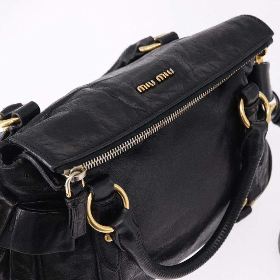 【日本直送】Miu Miu 手提包 皮革 兩用 黑色 金色 正品 yk20607SAM-5