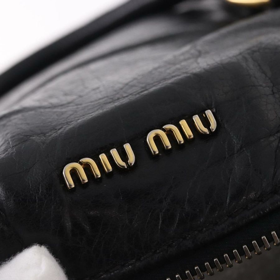 【日本直送】Miu Miu 手提包 皮革 兩用 黑色 金色 正品 yk20607SAM-19
