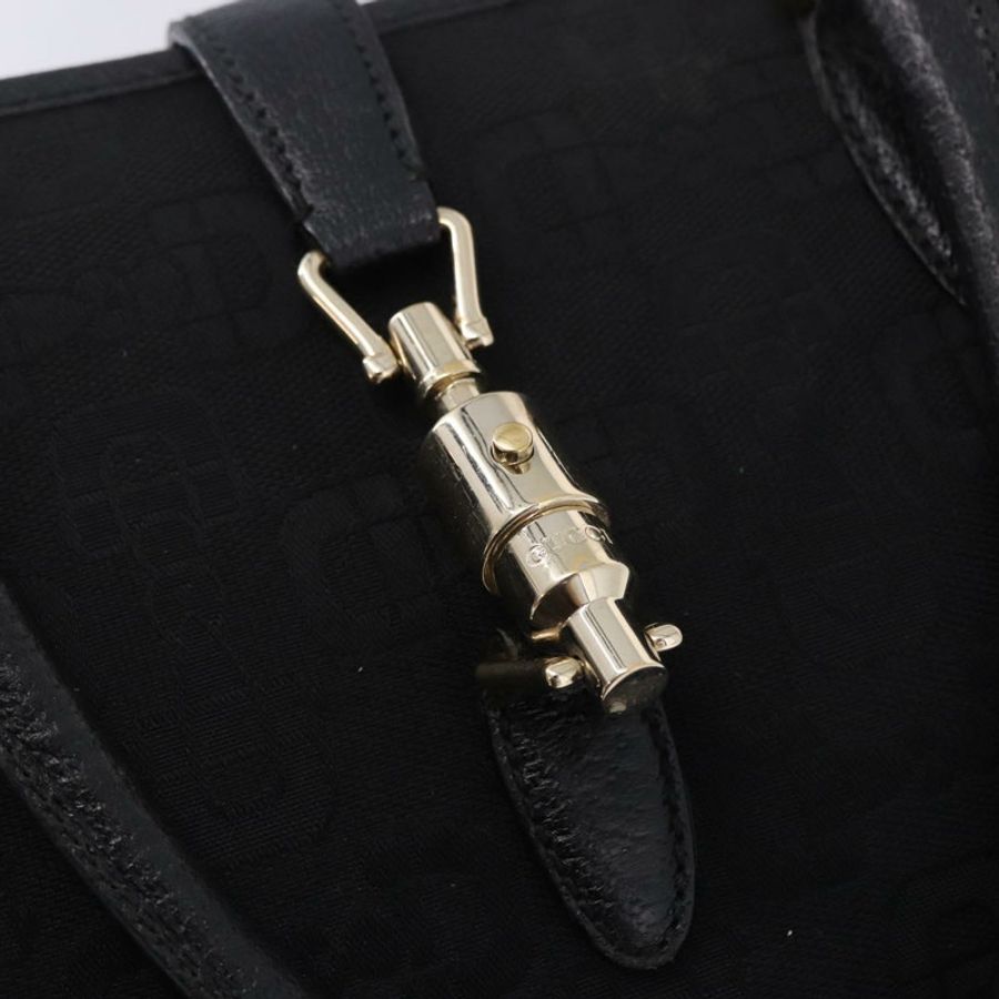 【日本直送】GUCCI Jackie 手提包 帆布 黑色 金色 145818 正品 BA14468A-16