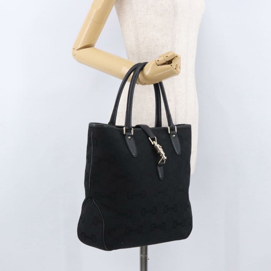 【日本直送】GUCCI Jackie 手提包 帆布 黑色 金色 145818 正品 BA14468A-21