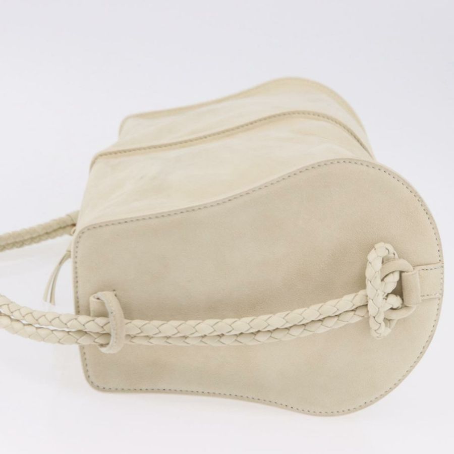 【日本直送】BOTTEGA VENETA 象牙色金色麂皮單肩包 正品 ka5223A-3