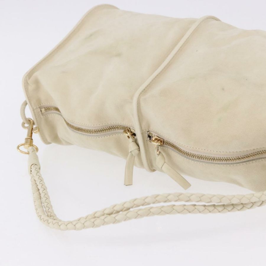 【日本直送】BOTTEGA VENETA 象牙色金色麂皮單肩包 正品 ka5223A-5