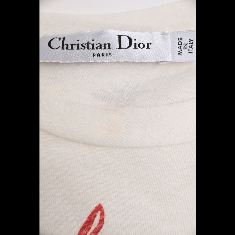Dior 玫瑰花人像图案圆领短袖上衣-1
