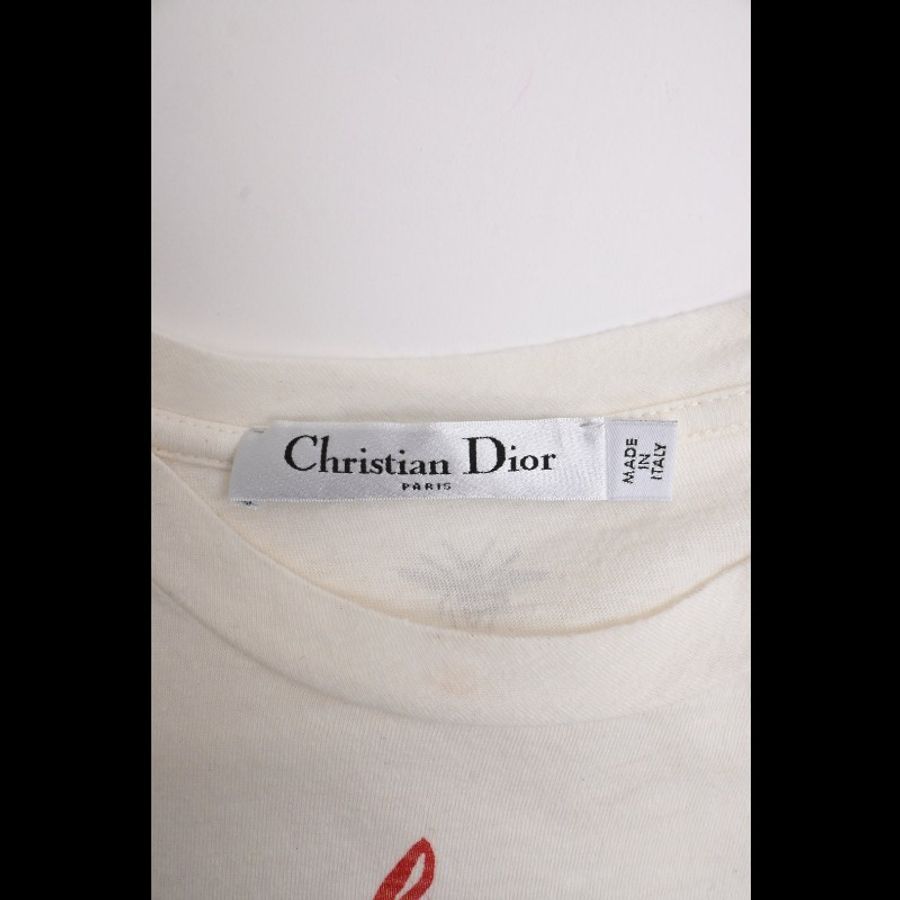 Dior 玫瑰花人像图案圆领短袖上衣-2