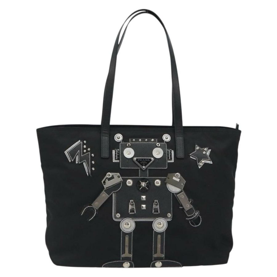 【日本直送】PRADA Robot 托特包 尼龍 黑色 銀色 正品 SW2635M-12