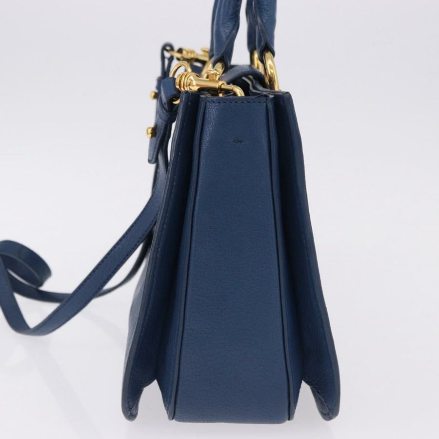 【日本直送】Miu Miu 手提包 皮革 兩用 藍色 金色 正品 bs36201A-2