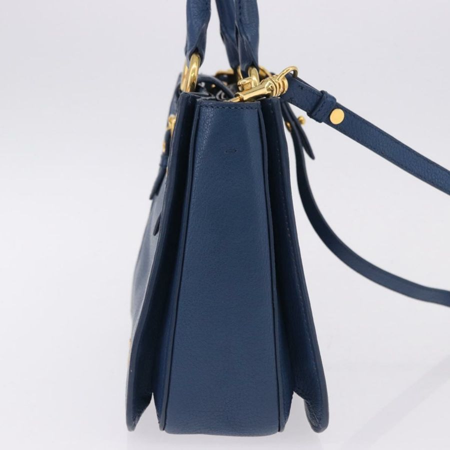 【日本直送】Miu Miu 手提包 皮革 兩用 藍色 金色 正品 bs36201A-3