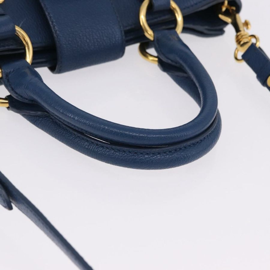 【日本直送】Miu Miu 手提包 皮革 兩用 藍色 金色 正品 bs36201A-6