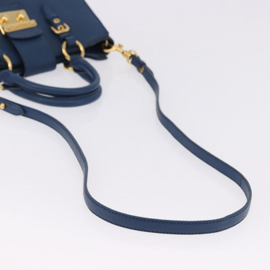【日本直送】Miu Miu 手提包 皮革 兩用 藍色 金色 正品 bs36201A-7