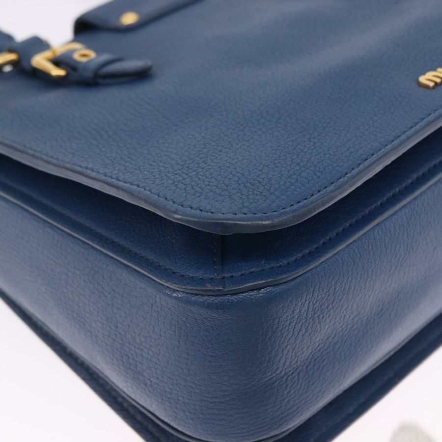 【日本直送】Miu Miu 手提包 皮革 兩用 藍色 金色 正品 bs36201A-16