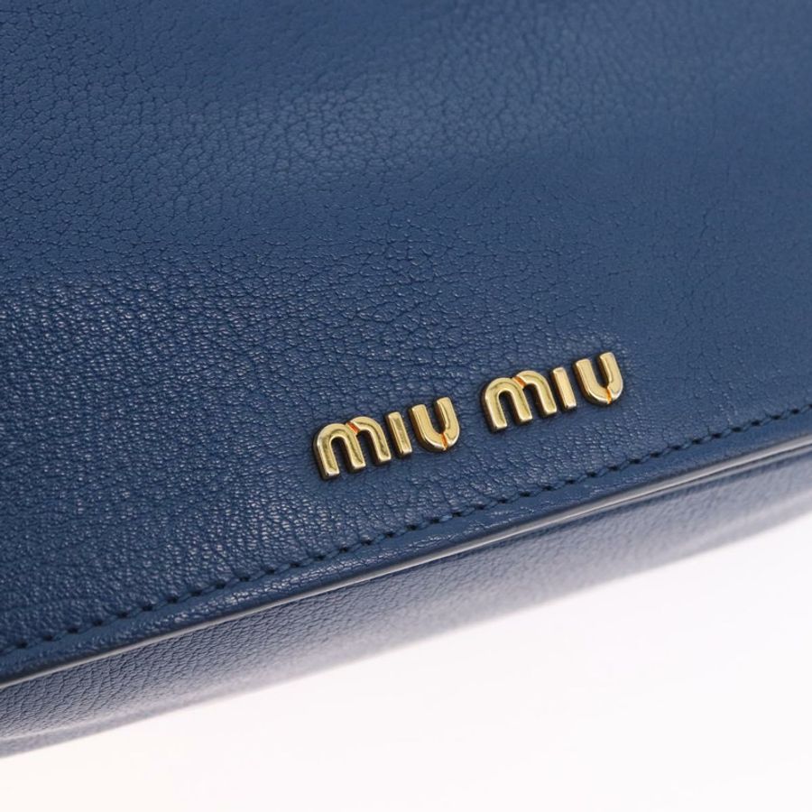 【日本直送】Miu Miu 手提包 皮革 兩用 藍色 金色 正品 bs36201A-18