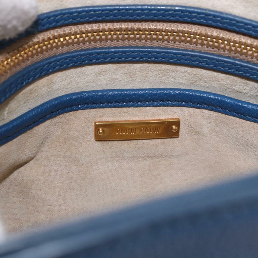 【日本直送】Miu Miu 手提包 皮革 兩用 藍色 金色 正品 bs36201A-20