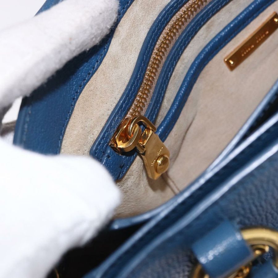 【日本直送】Miu Miu 手提包 皮革 兩用 藍色 金色 正品 bs36201A-25