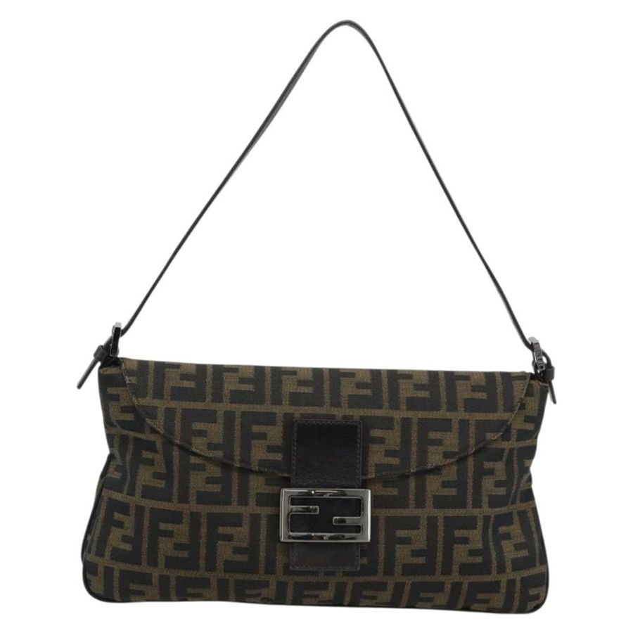 【日本直送】FENDI Zucca帆布Mamma Baguette單肩包 棕色/黑色 正品 BA14364SAV-12