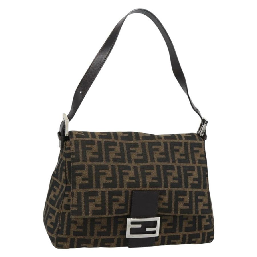 【日本直送】FENDI Zucca帆布Mamma Baguette單肩包 棕色/黑色 正品 BA14486V-0