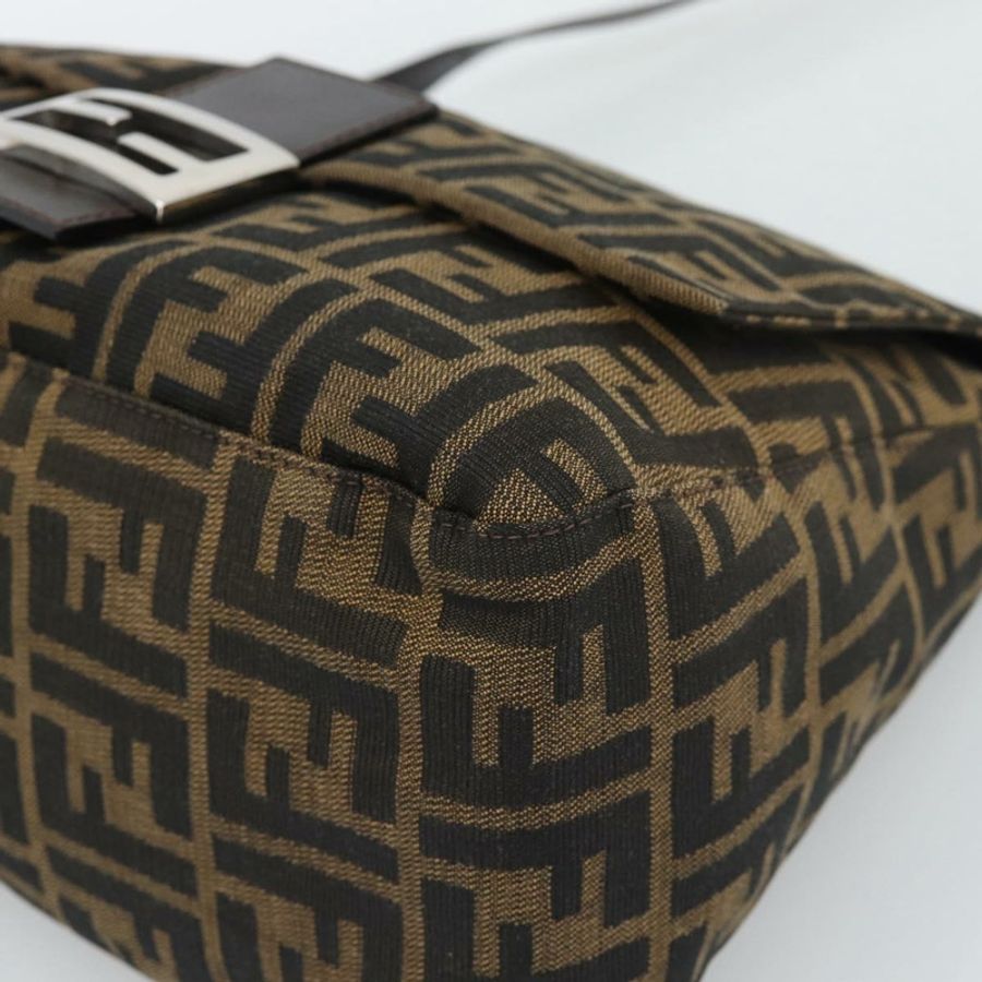 【日本直送】FENDI Zucca帆布Mamma Baguette單肩包 棕色/黑色 正品 BA14486V-8
