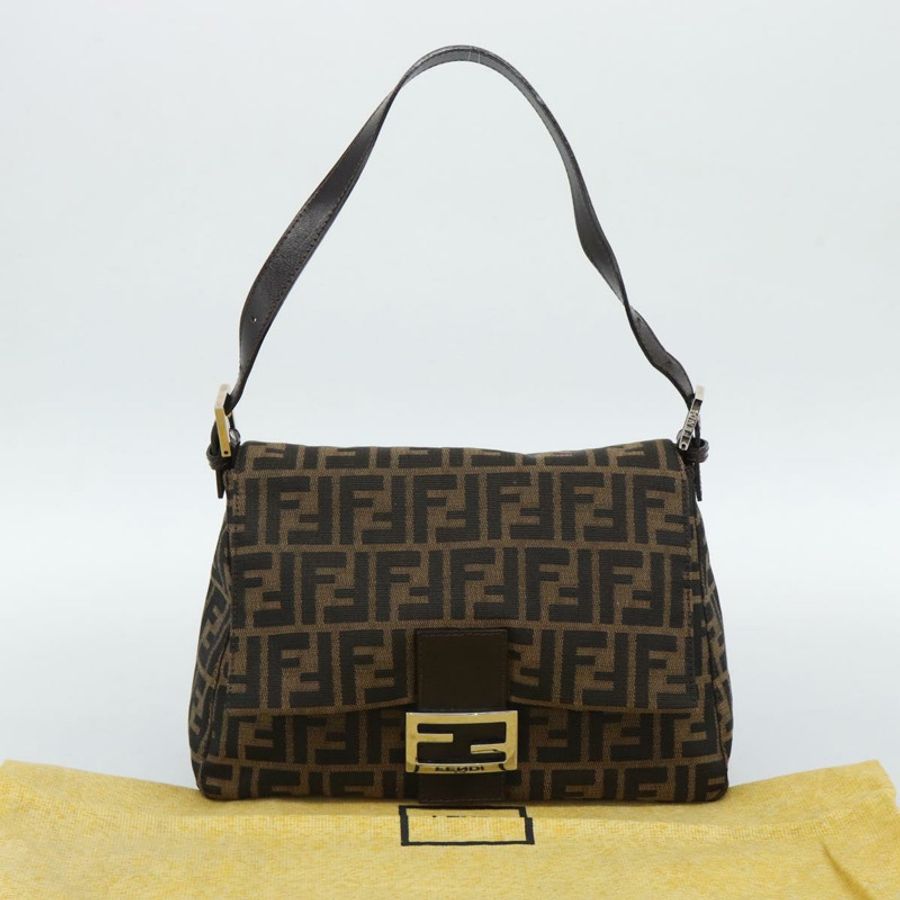【日本直送】FENDI Zucca帆布Mamma Baguette單肩包 棕色/黑色 正品 BA14486V-11