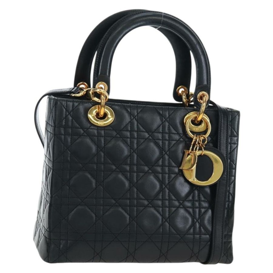【日本直送】Christian Dior Canage Lady Dior 手提包,羊皮材質,黑色,兩用款,正品 ep15345SAM-0