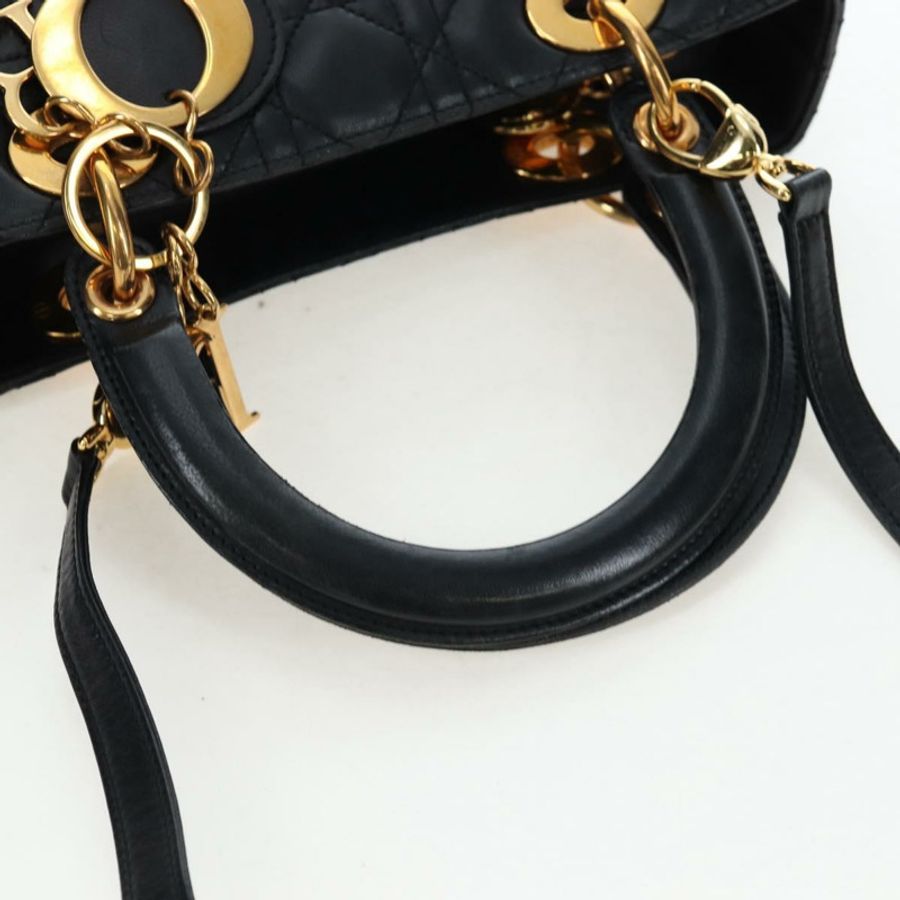 【日本直送】Christian Dior Canage Lady Dior 手提包,羊皮材質,黑色,兩用款,正品 ep15345SAM-6