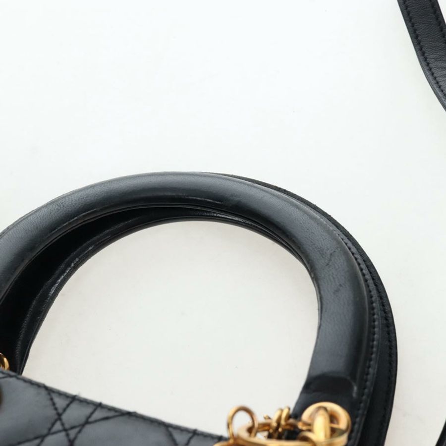 【日本直送】Christian Dior Canage Lady Dior 手提包,羊皮材質,黑色,兩用款,正品 ep15345SAM-7