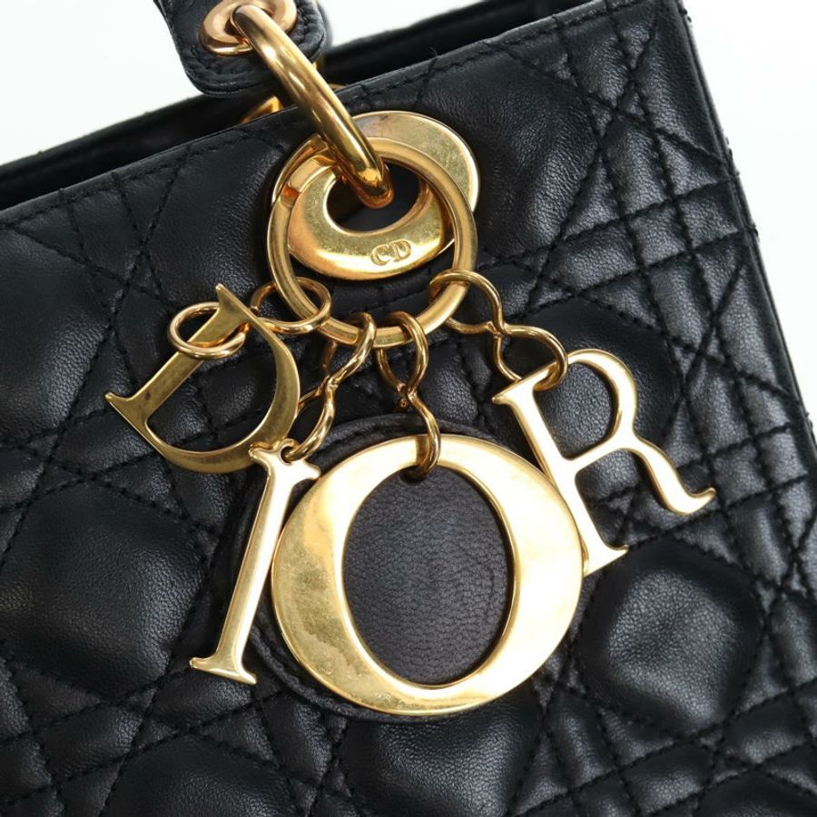 【日本直送】Christian Dior Canage Lady Dior 手提包,羊皮材質,黑色,兩用款,正品 ep15345SAM-15