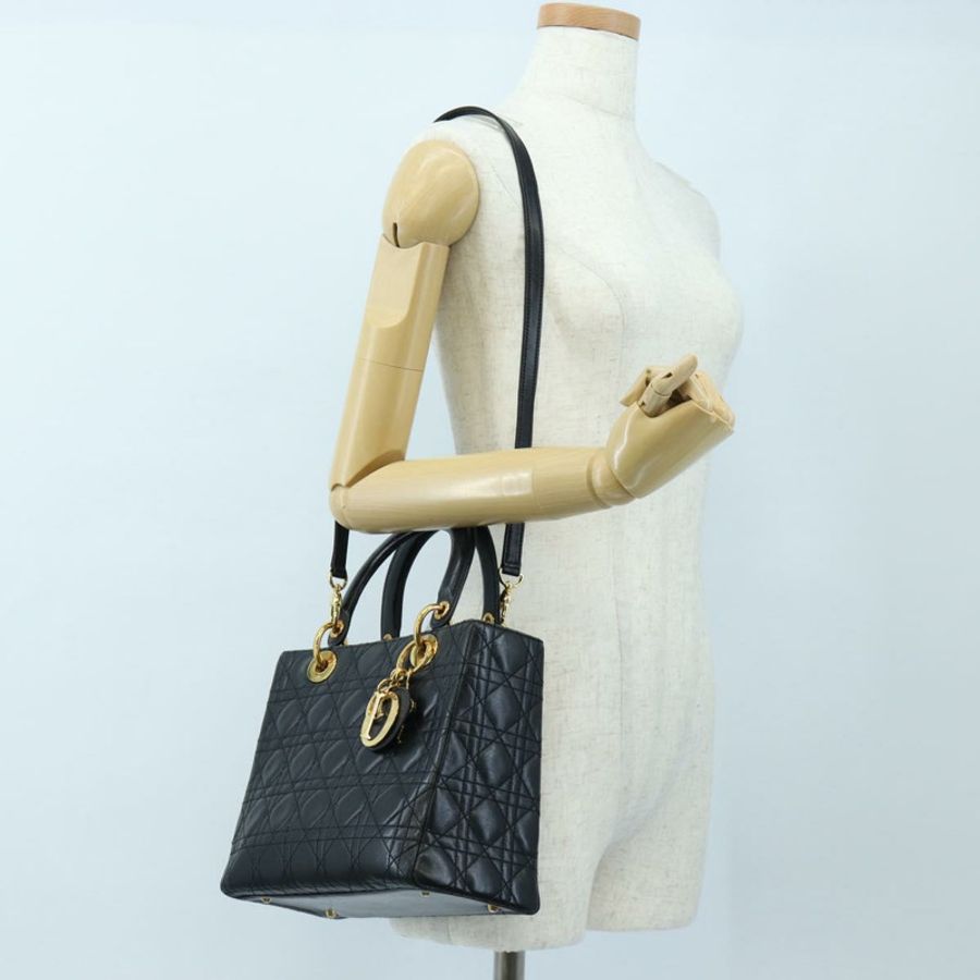 【日本直送】Christian Dior Canage Lady Dior 手提包,羊皮材質,黑色,兩用款,正品 ep15345SAM-24