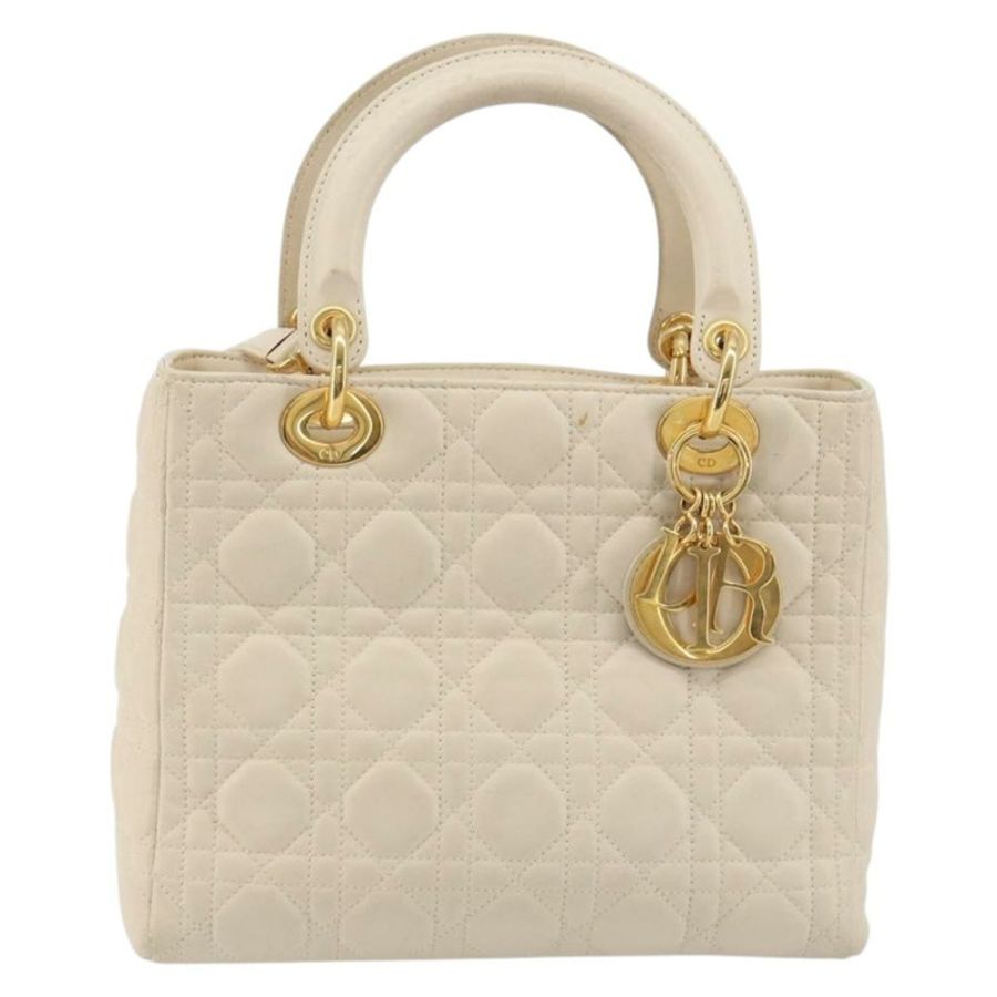 【日本直送】Christian Dior Lady Dior Canage 手袋,羊皮材質,兩用,白色金色,正品 ep15557A-1