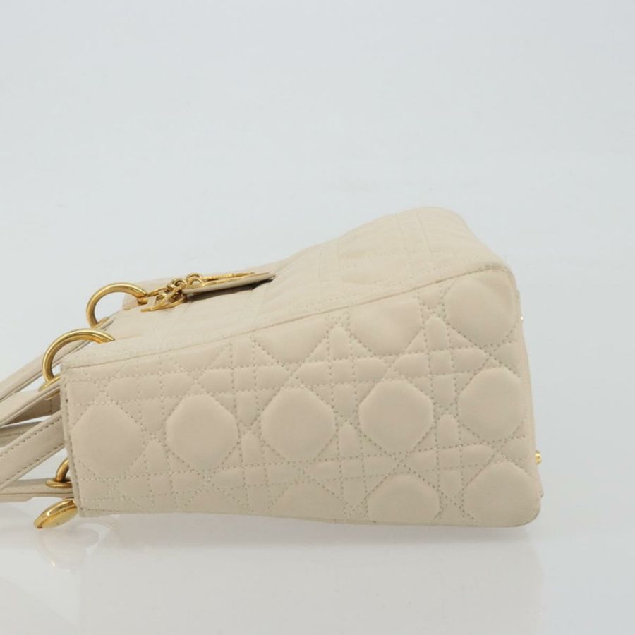 【日本直送】Christian Dior Lady Dior Canage 手袋,羊皮材質,兩用,白色金色,正品 ep15557A-4