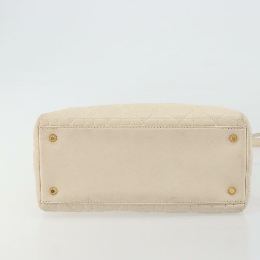 【日本直送】Christian Dior Lady Dior Canage 手袋,羊皮材質,兩用,白色金色,正品 ep15557A-10