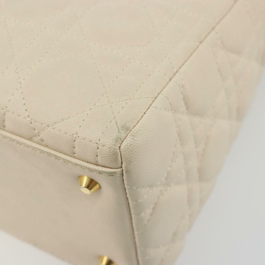 【日本直送】Christian Dior Lady Dior Canage 手袋,羊皮材質,兩用,白色金色,正品 ep15557A-13