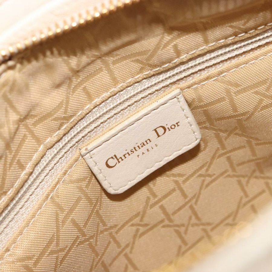 【日本直送】Christian Dior Lady Dior Canage 手袋,羊皮材質,兩用,白色金色,正品 ep15557A-18
