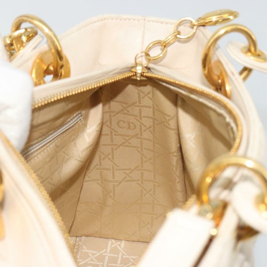 【日本直送】Christian Dior Lady Dior Canage 手袋,羊皮材質,兩用,白色金色,正品 ep15557A-20