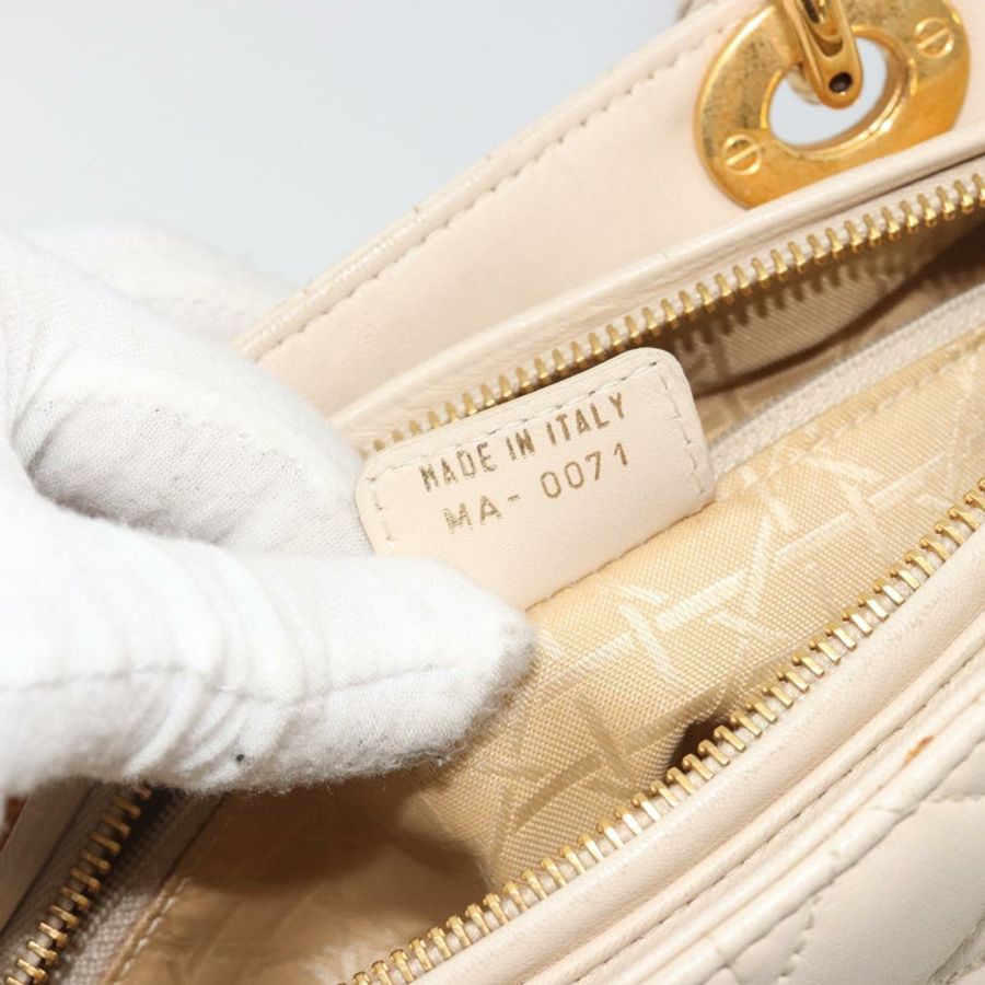 【日本直送】Christian Dior Lady Dior Canage 手袋,羊皮材質,兩用,白色金色,正品 ep15557A-24