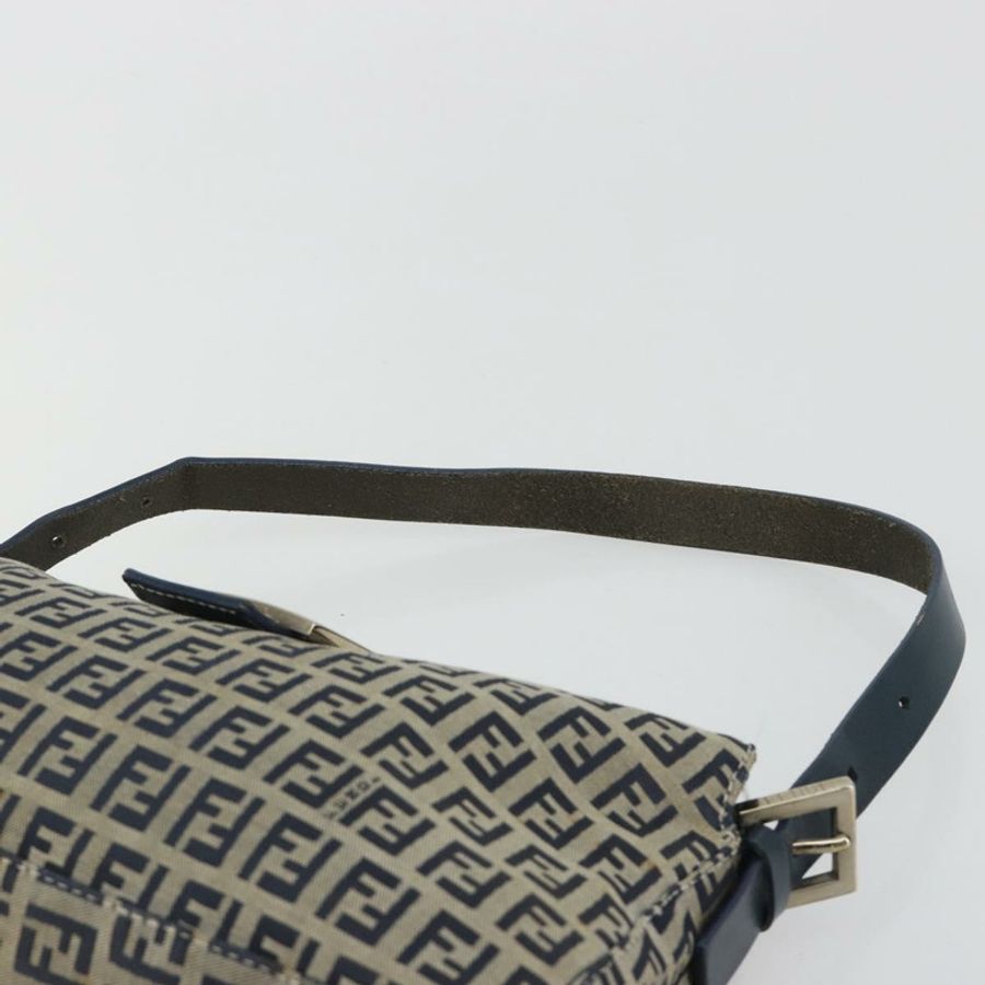 【日本直送】FENDI Zucchino 帆布 Mamma Baguette 單肩包 海軍藍 銀色 正品 ep15548A-7