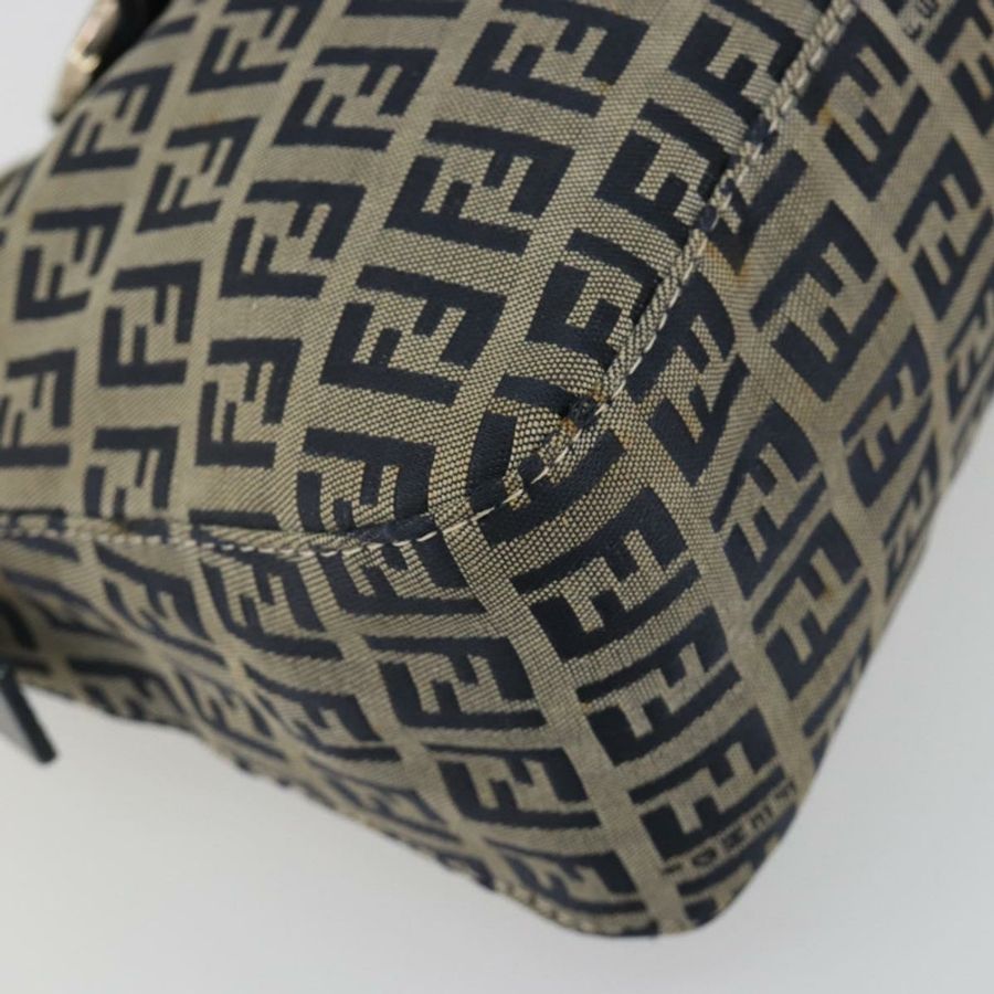 【日本直送】FENDI Zucchino 帆布 Mamma Baguette 單肩包 海軍藍 銀色 正品 ep15548A-10