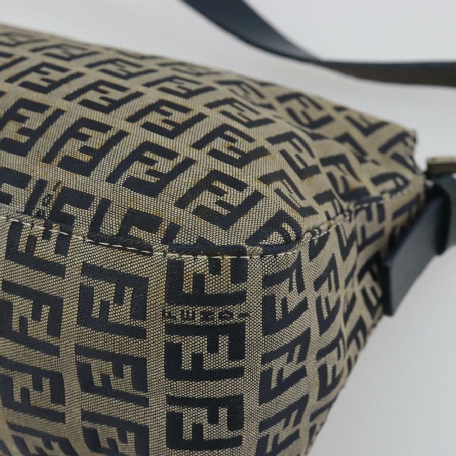【日本直送】FENDI Zucchino 帆布 Mamma Baguette 單肩包 海軍藍 銀色 正品 ep15548A-11