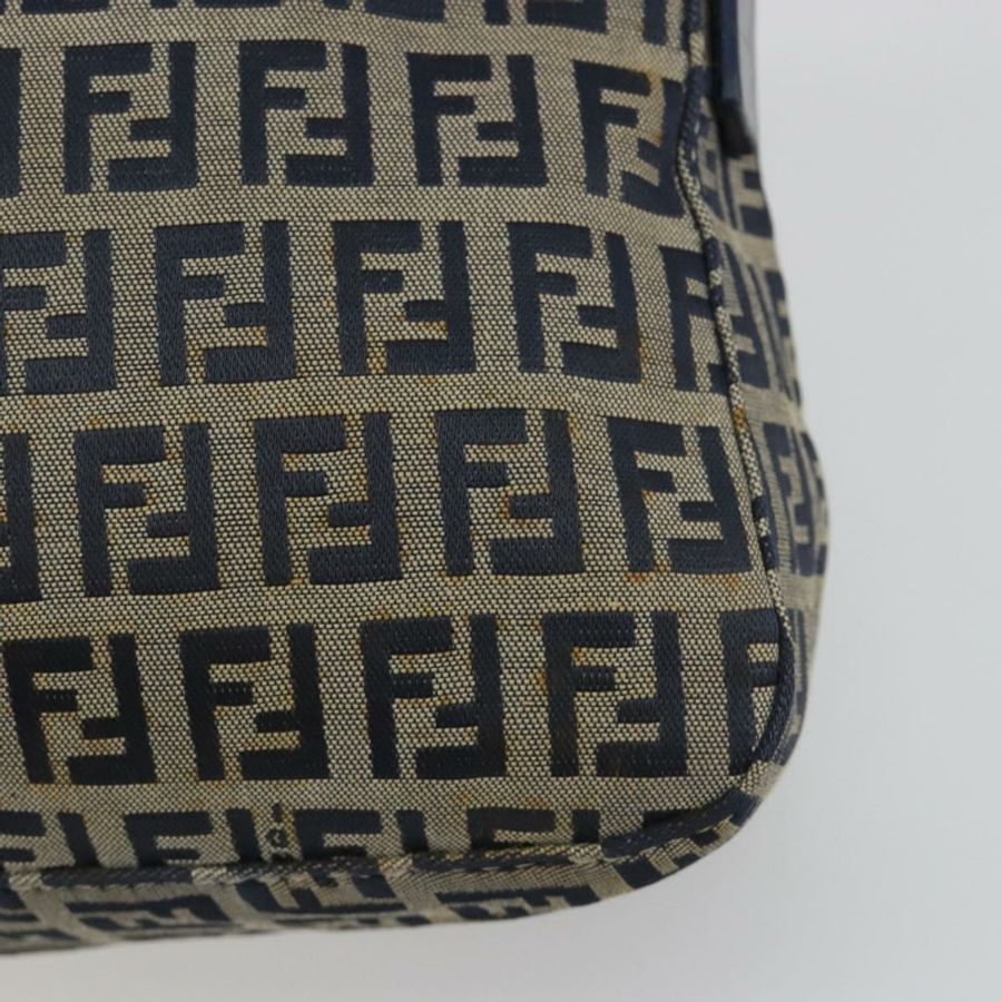 【日本直送】FENDI Zucchino 帆布 Mamma Baguette 單肩包 海軍藍 銀色 正品 ep15548A-13