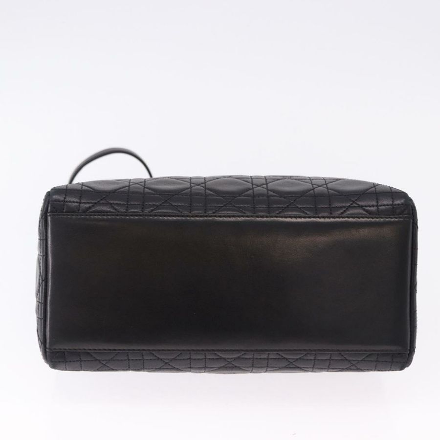 【日本直送】Christian Dior Lady Dior Canage 手提包 皮革 2way 黑色金色 正品 ep15594V-10