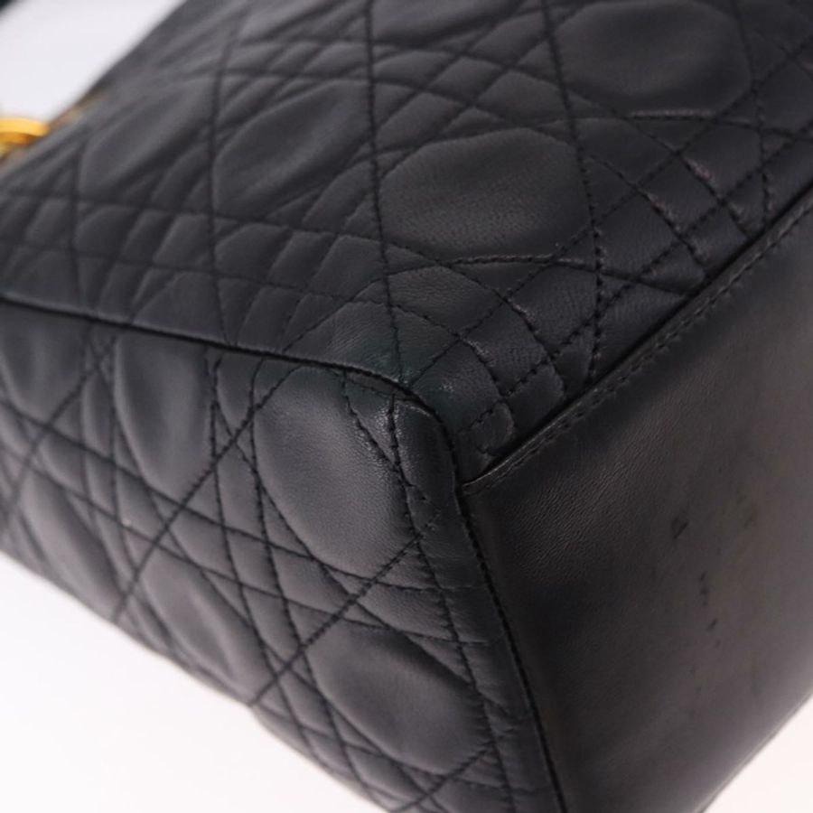 【日本直送】Christian Dior Lady Dior Canage 手提包 皮革 2way 黑色金色 正品 ep15594V-11