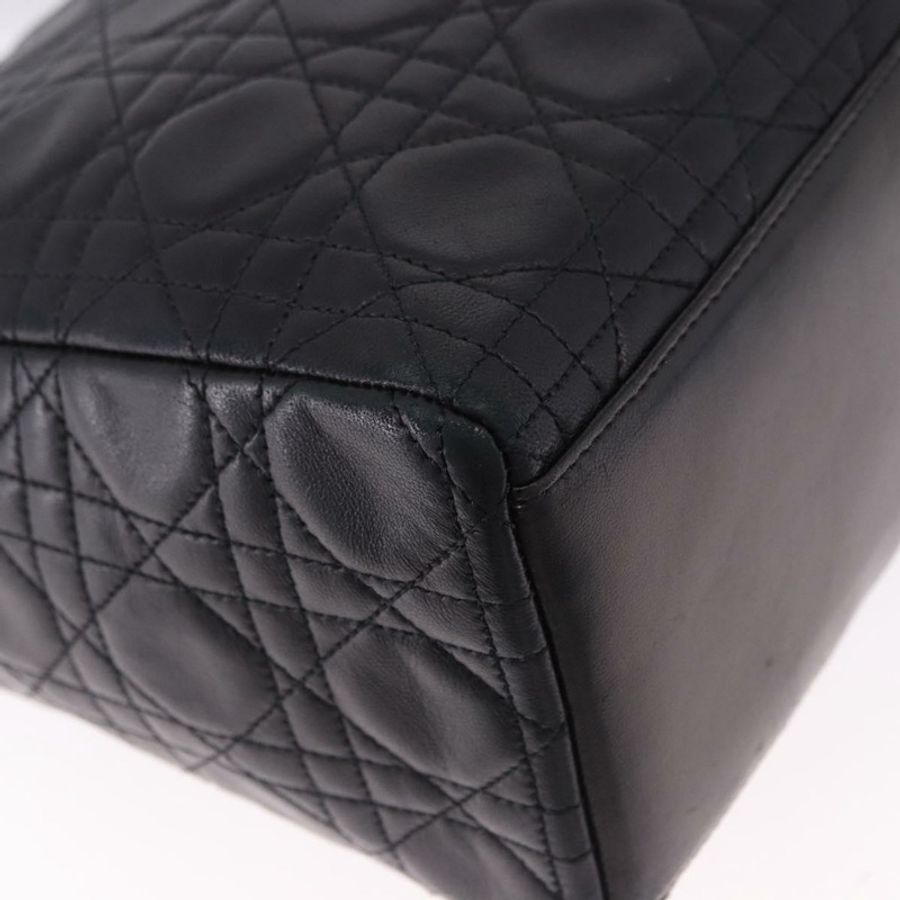 【日本直送】Christian Dior Lady Dior Canage 手提包 皮革 2way 黑色金色 正品 ep15594V-13