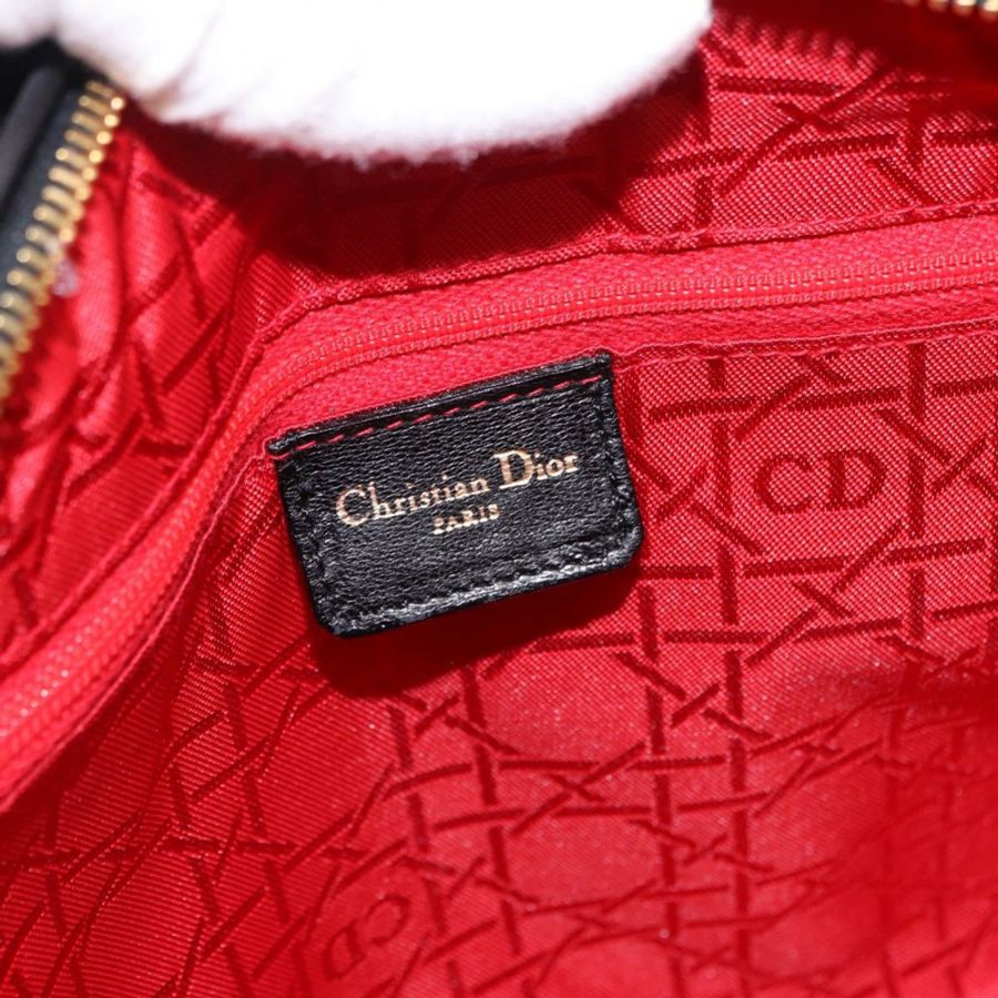 【日本直送】Christian Dior Lady Dior Canage 手提包 皮革 2way 黑色金色 正品 ep15594V-17