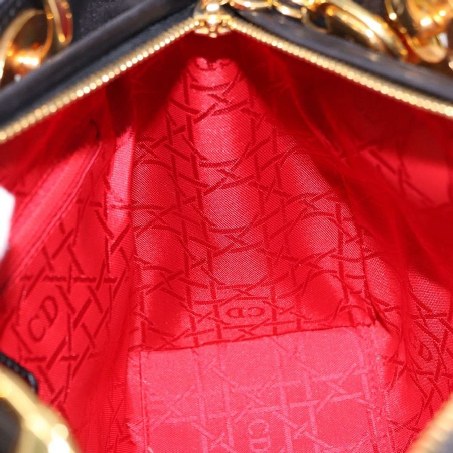 【日本直送】Christian Dior Lady Dior Canage 手提包 皮革 2way 黑色金色 正品 ep15594V-19