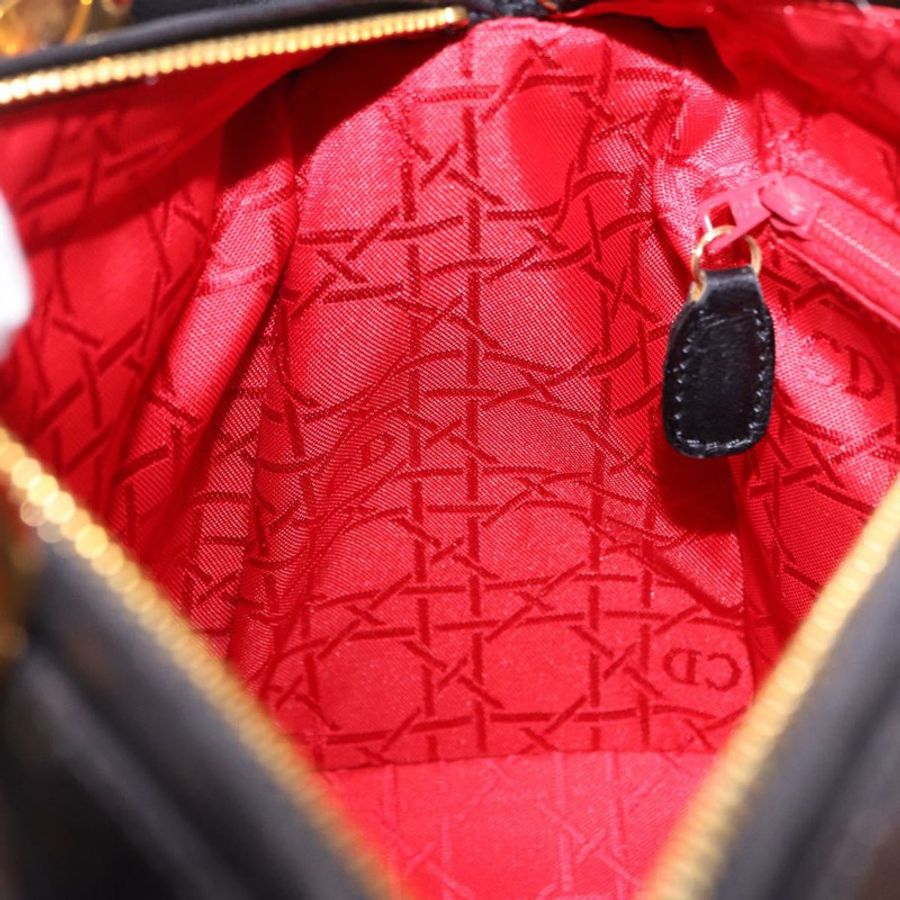 【日本直送】Christian Dior Lady Dior Canage 手提包 皮革 2way 黑色金色 正品 ep15594V-20