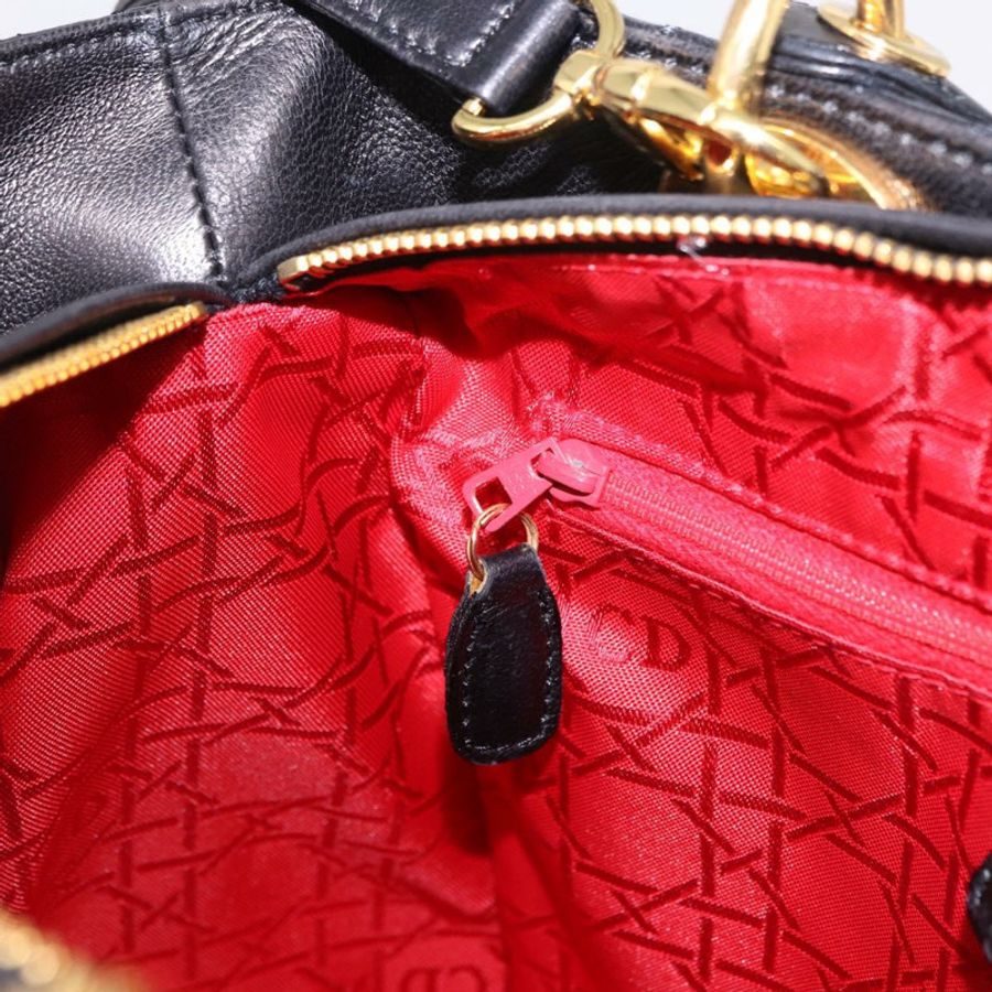 【日本直送】Christian Dior Lady Dior Canage 手提包 皮革 2way 黑色金色 正品 ep15594V-21