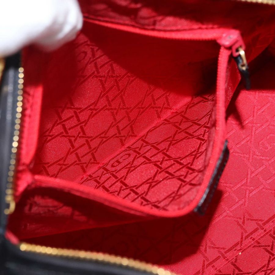 【日本直送】Christian Dior Lady Dior Canage 手提包 皮革 2way 黑色金色 正品 ep15594V-22