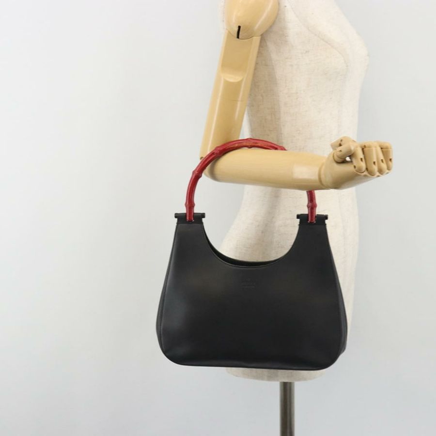 【日本直送】GUCCI 竹節手提包 皮革 黑色 001 3761 正品 ep15613A-22