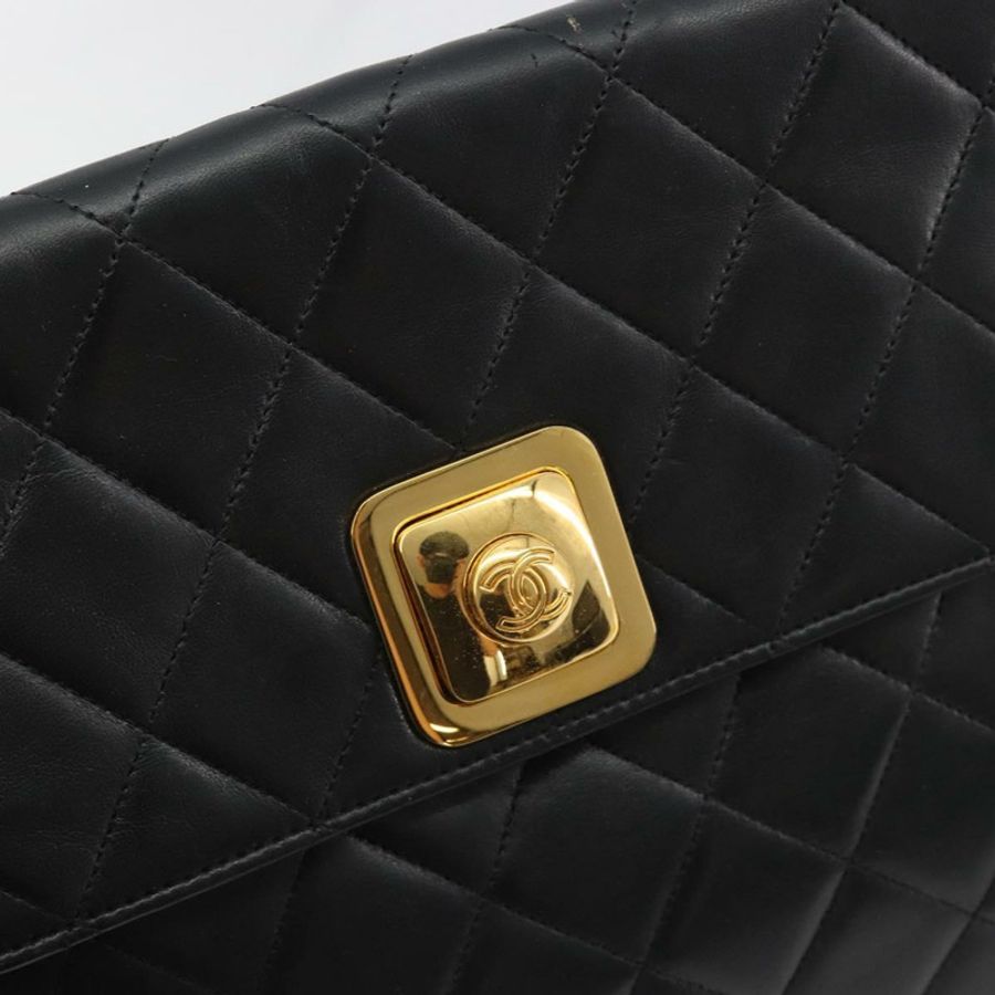【日本直送】香奈兒 (CHANEL) 絎縫鏈條單肩包,羊皮材質,黑色,金色雙C標誌,正品編號 bs36306V-13