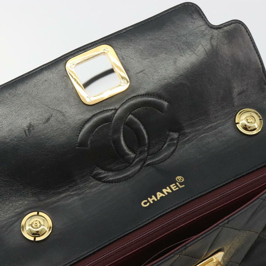 【日本直送】香奈兒 (CHANEL) 絎縫鏈條單肩包,羊皮材質,黑色,金色雙C標誌,正品編號 bs36306V-15